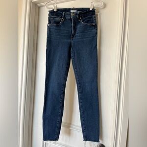 Good American Women’s Size 4 Good Legs Skinny Jeans Raw Hem Waist 27 Blue866